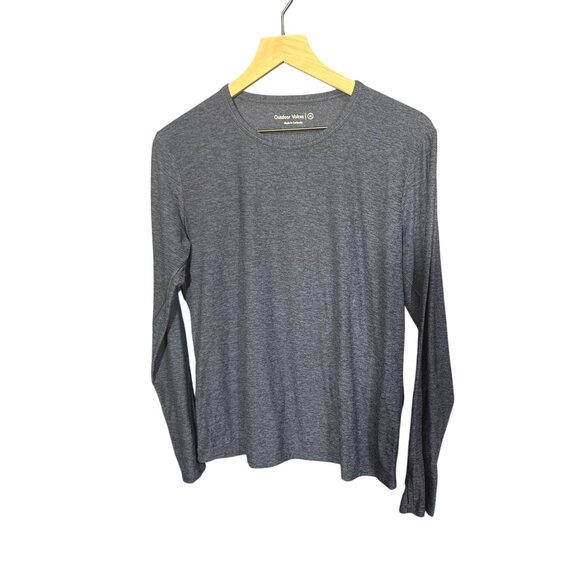 Outdoor Voices M Long Sleeve Heather Blue Performance Shirt M Polyester & Spande - Picture 1 of 5